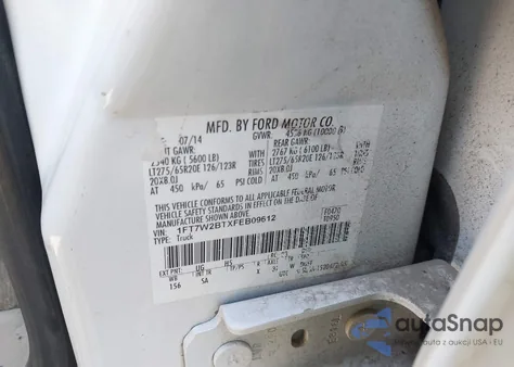 2015 Ford F-250 Lariat from USA, damaged, VIN 1FT7W2BTXFEB09612